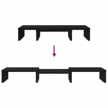 Monitorständer Verstellbar Schwarz Eichen-Optik 60x24x10,5 cm