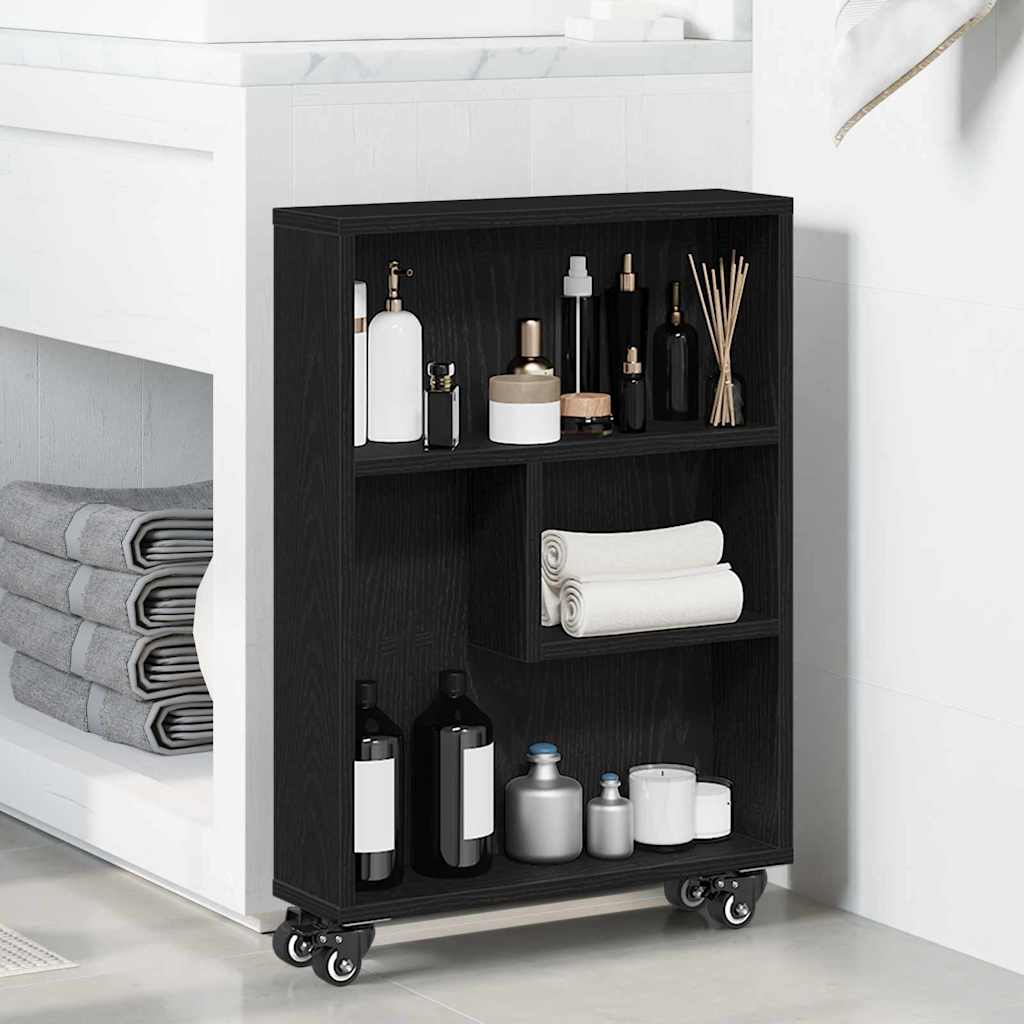 Schmaler Aufbewahrungstrolley Schwarze Eiche 48 x 13 x 68 cm