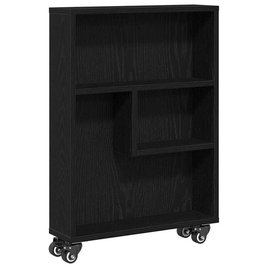 Schmaler Aufbewahrungstrolley Schwarze Eiche 48 x 13 x 68 cm