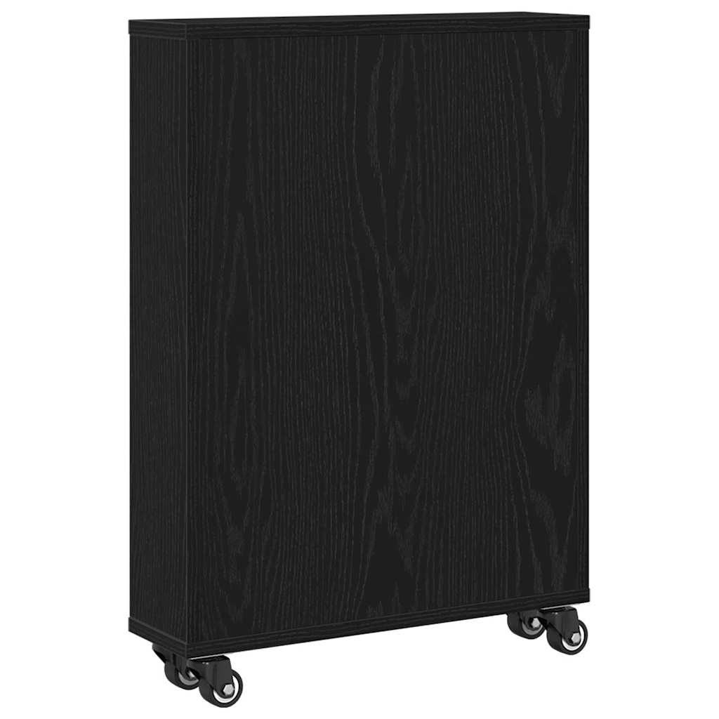 Schmaler Aufbewahrungstrolley Schwarze Eiche 48 x 13 x 68 cm