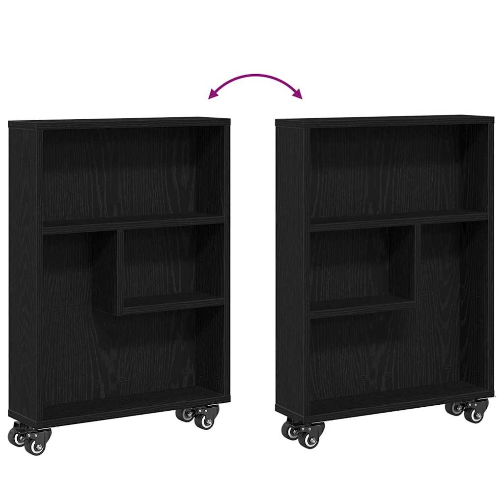 Schmaler Aufbewahrungstrolley Schwarze Eiche 48 x 13 x 68 cm