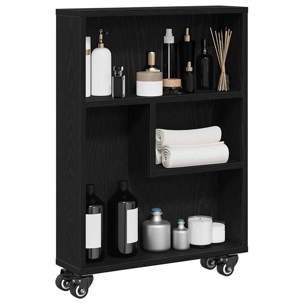 Schmaler Aufbewahrungstrolley Schwarze Eiche 48 x 13 x 68 cm