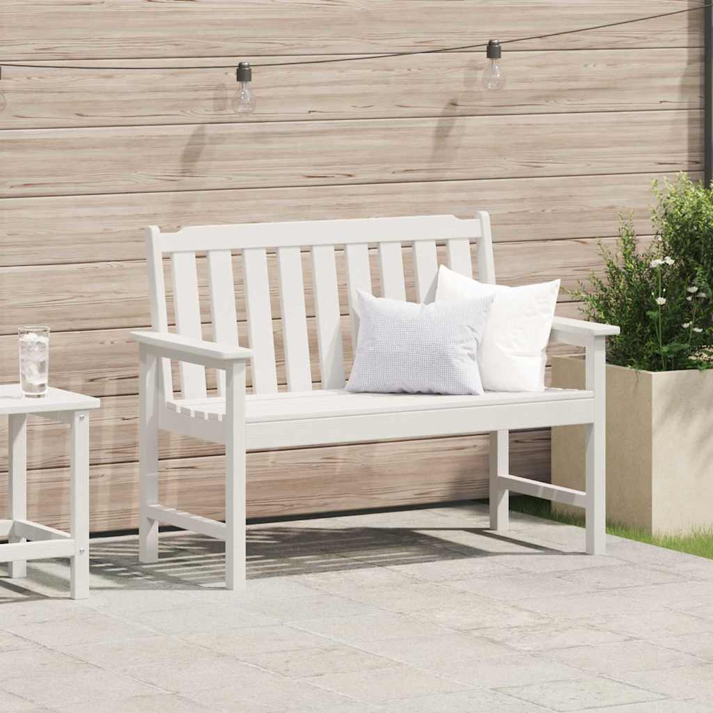 Gartenbank mit Kissen Weiß 120 x 59 x 88cm Plastik