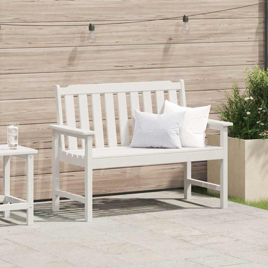 Gartenbank mit Kissen Weiß 120 x 59 x 88cm Plastik