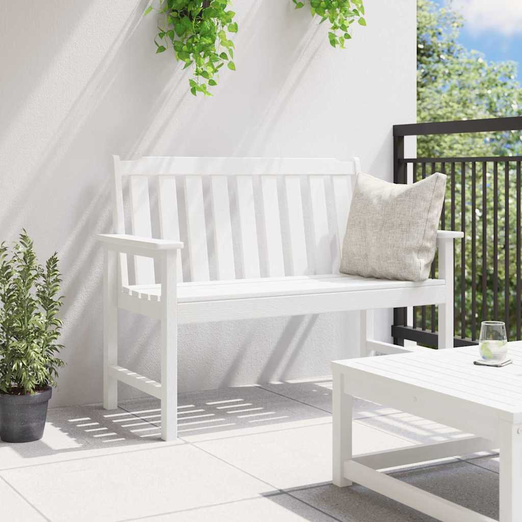 Gartenbank mit Kissen Weiß 120 x 59 x 88cm Plastik