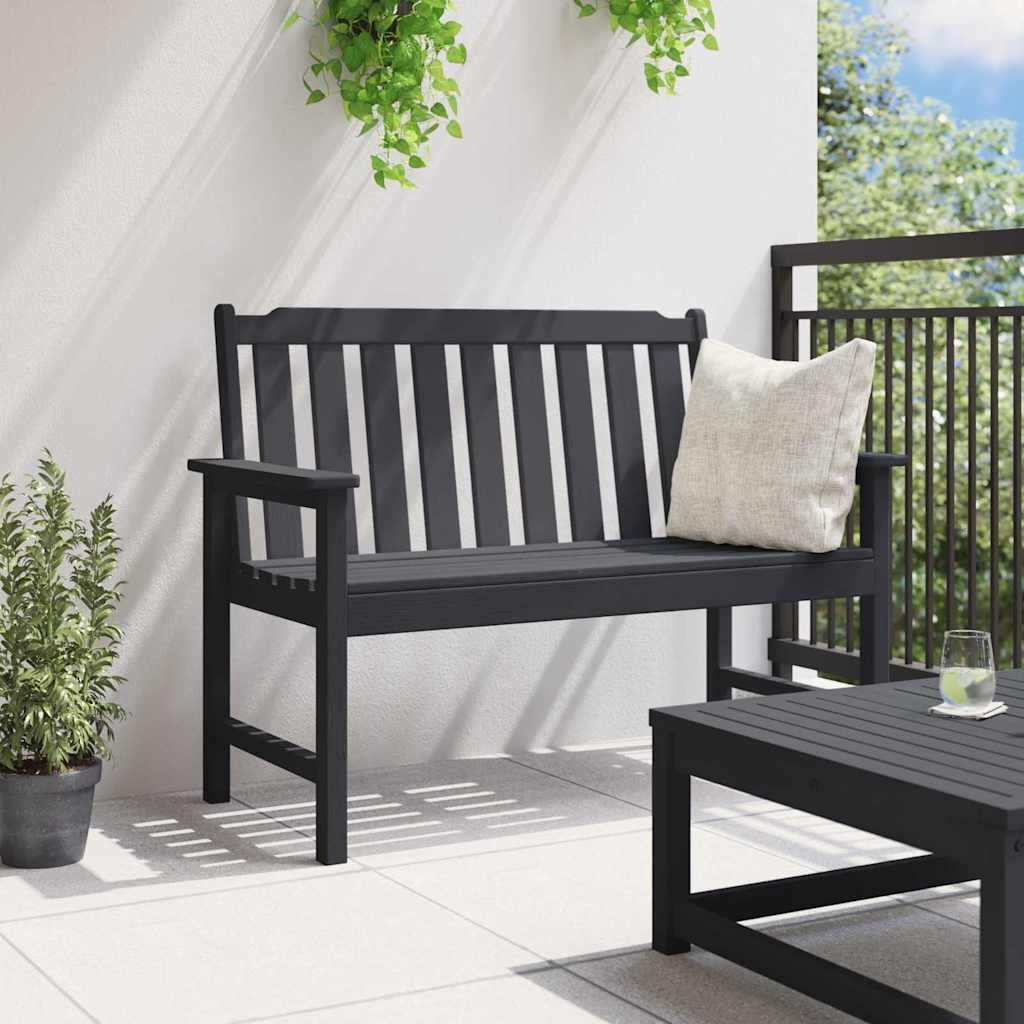 Gartenbank mit Kissen Schwarz 120 x 59 x 88cm Plastik