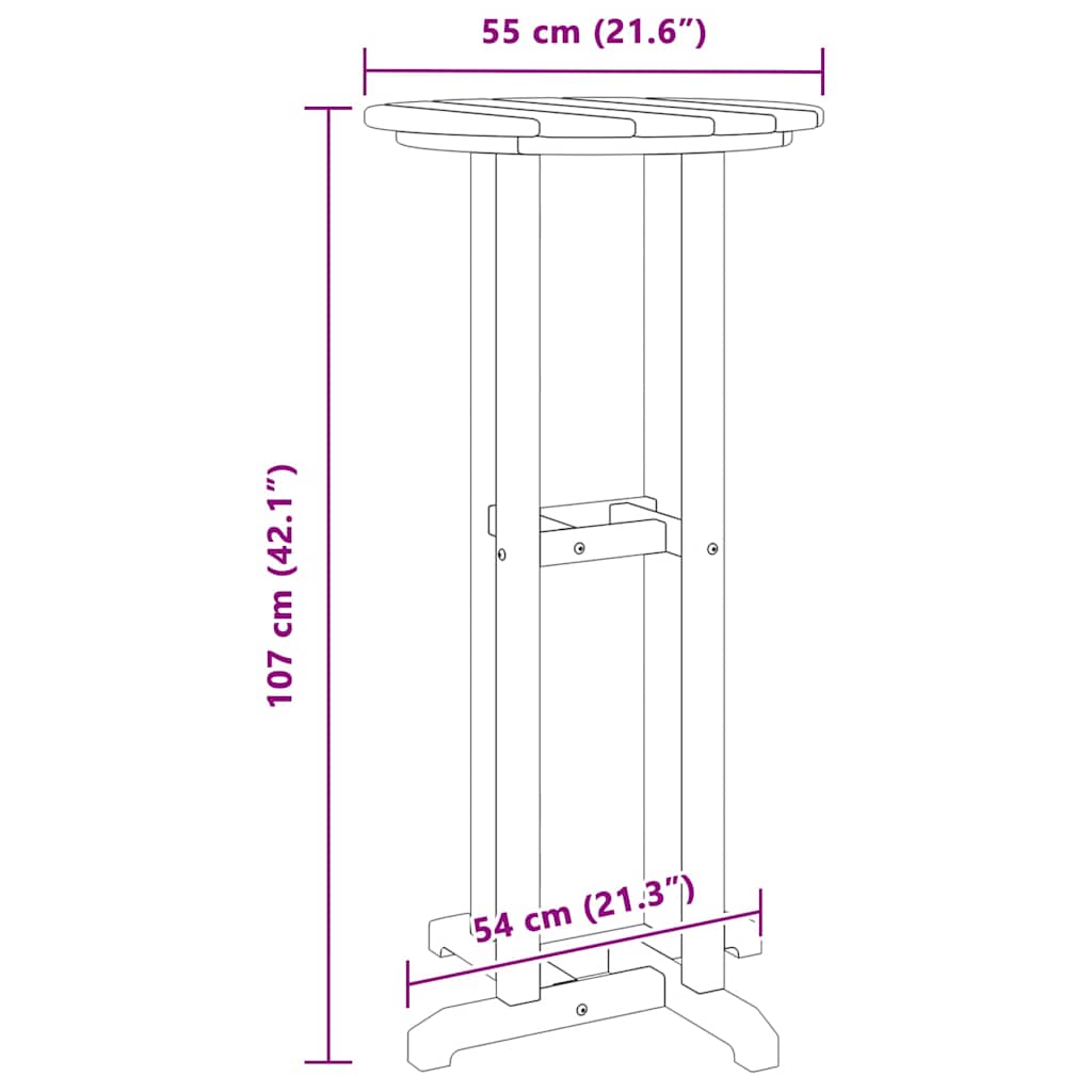 Bartisch Hellgrau 55 x 55 x 107 cm HDPE