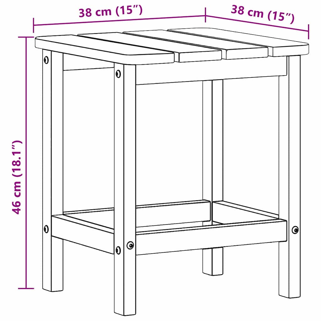 Adirondack Beistelltisch Schwarz 38 x 38 x 46 cm HDPE