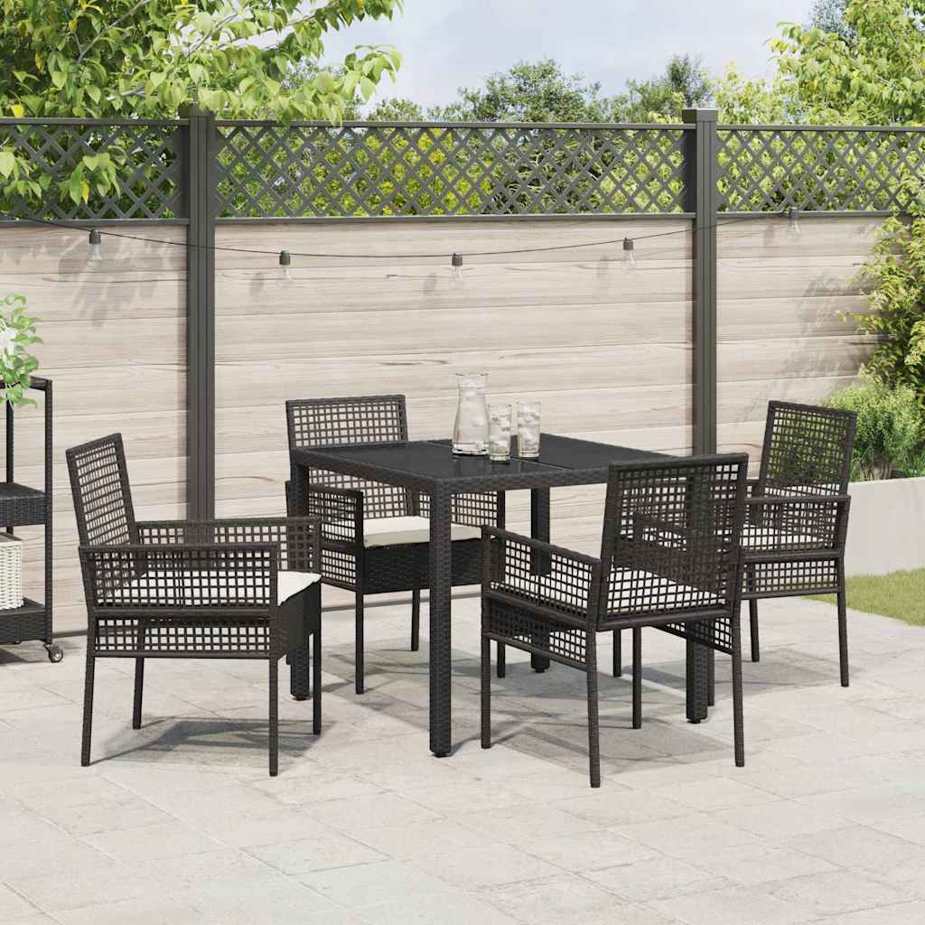 Garten Essgruppe 5 pcs Schwarz Poly Rattan