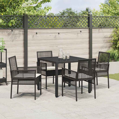 Garten Essgruppe 5 pcs Schwarz Poly Rattan