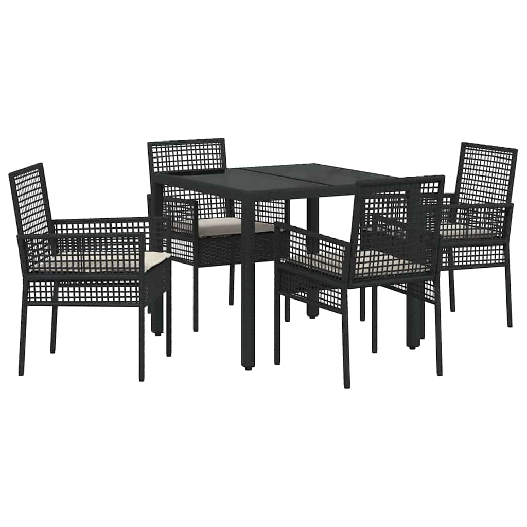 Garten Essgruppe 5 pcs Schwarz Poly Rattan