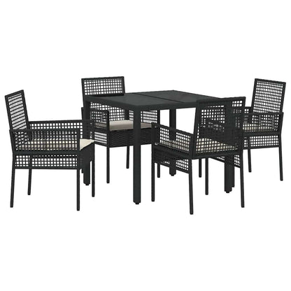 Garten Essgruppe 5 pcs Schwarz Poly Rattan