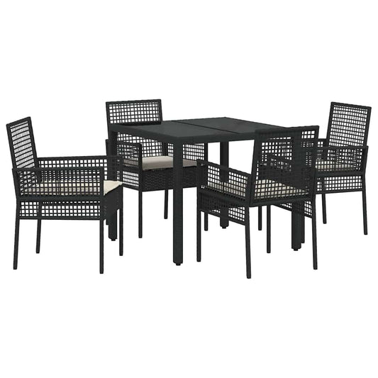 Garten Essgruppe 5 pcs Schwarz Poly Rattan