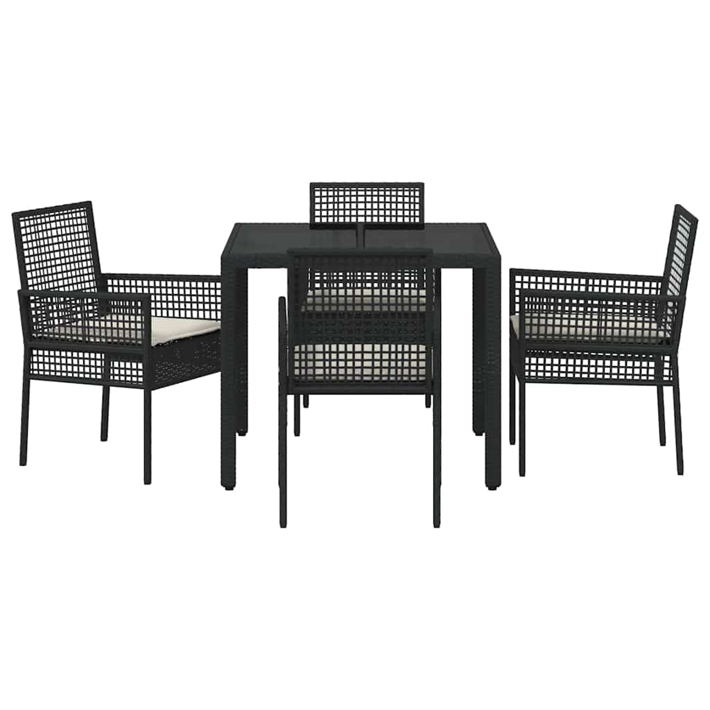 Garten Essgruppe 5 pcs Schwarz Poly Rattan