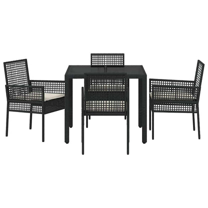 Garten Essgruppe 5 pcs Schwarz Poly Rattan