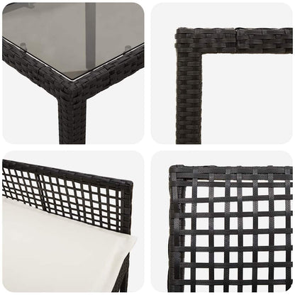 Garten Essgruppe 9 pcs Schwarz Poly Rattan