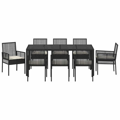 Garten Essgruppe 9 pcs Schwarz Poly Rattan