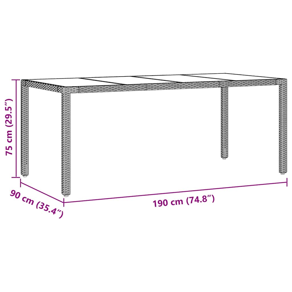 Garten Essgruppe 9 pcs Schwarz Poly Rattan