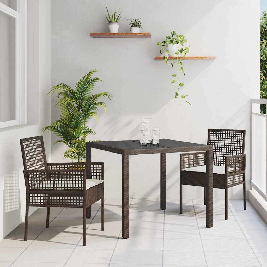 Garten Essgruppe 3 pcs Braun Poly Rattan