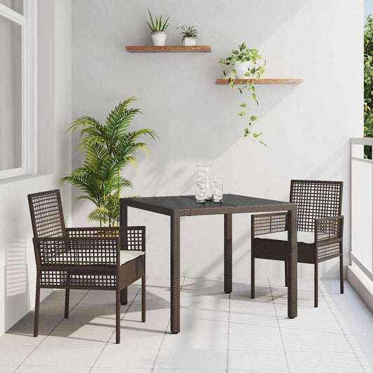 Garten Essgruppe 3 pcs Braun Poly Rattan
