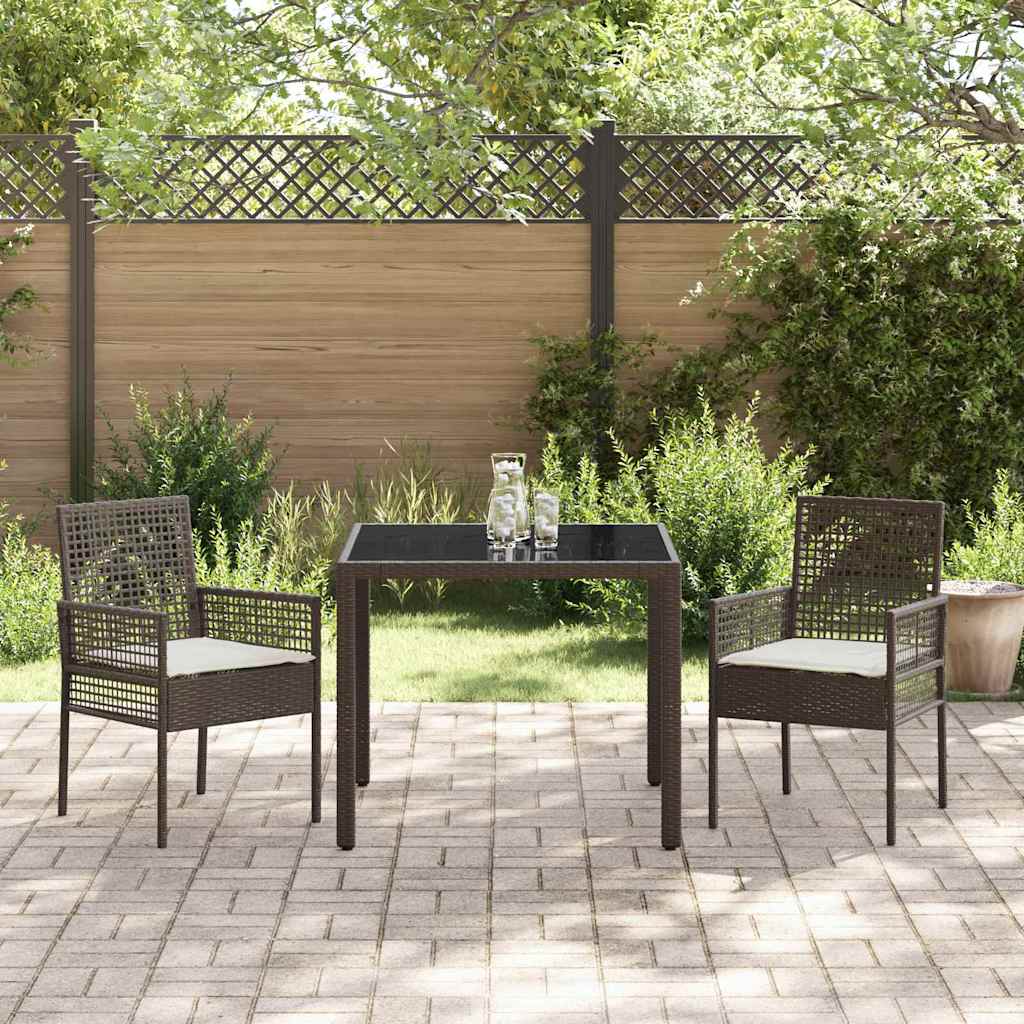 Garten Essgruppe 3 pcs Braun Poly Rattan
