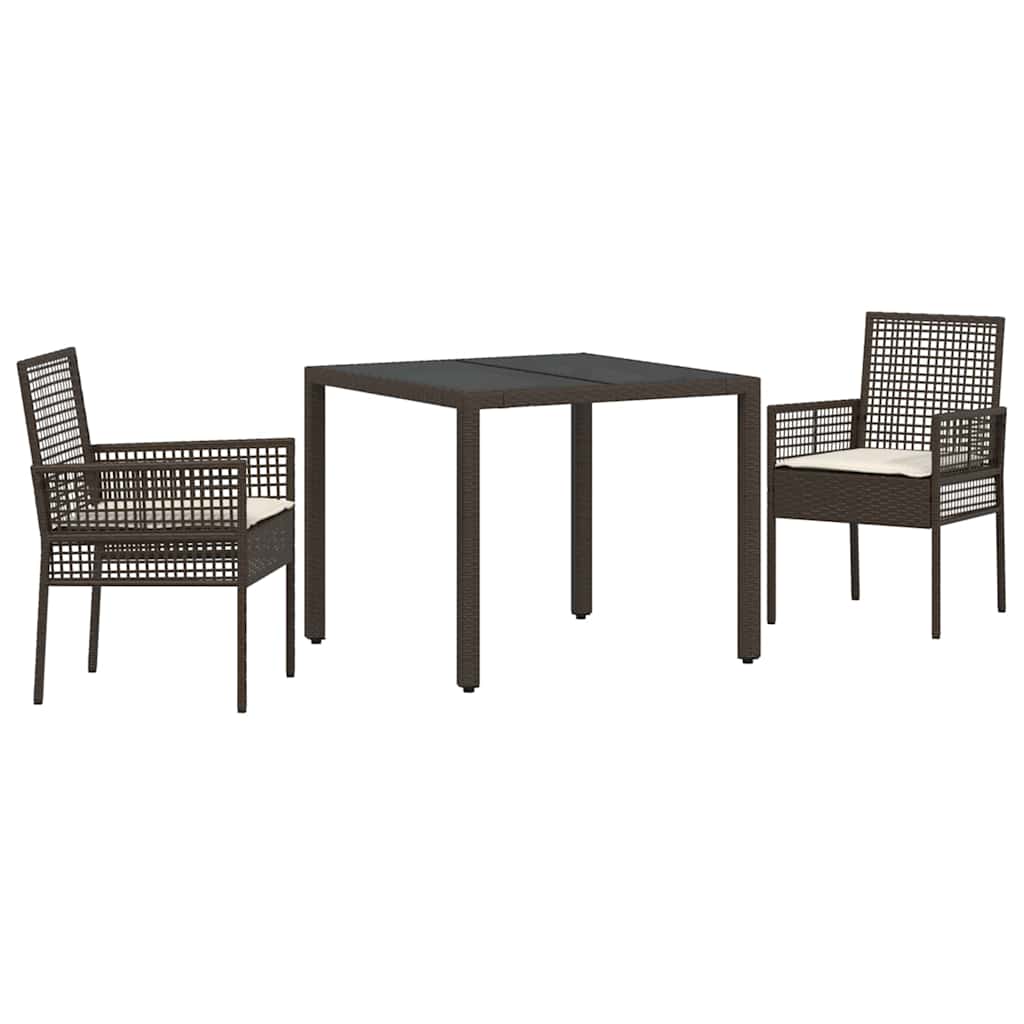 Garten Essgruppe 3 pcs Braun Poly Rattan