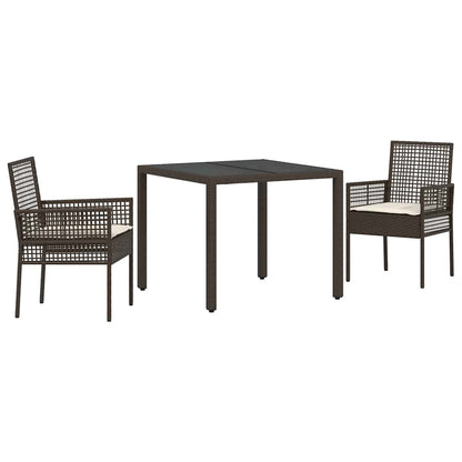 Garten Essgruppe 3 pcs Braun Poly Rattan