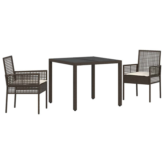Garten Essgruppe 3 pcs Braun Poly Rattan