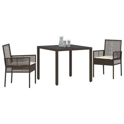 Garten Essgruppe 3 pcs Braun Poly Rattan