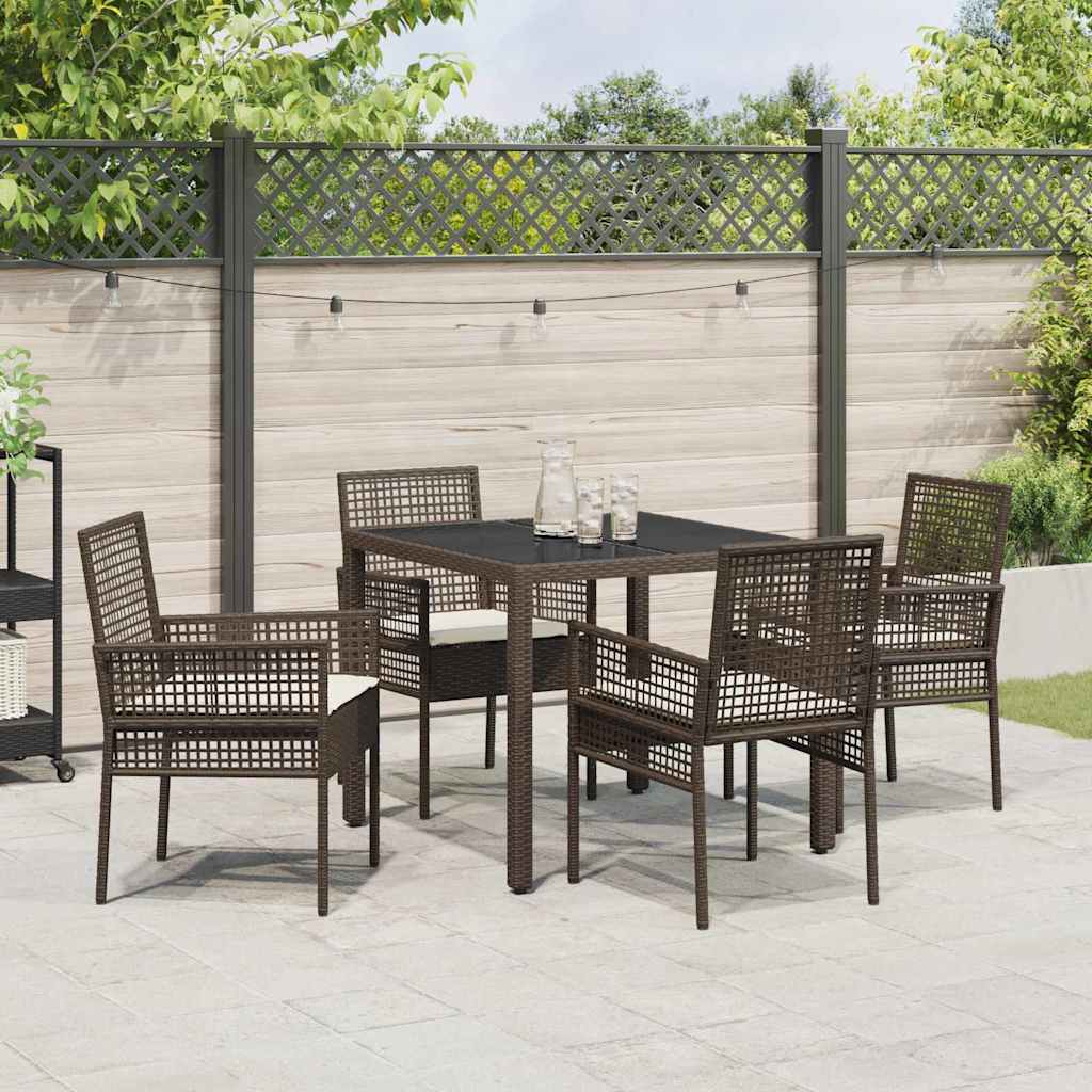 Garten Essgruppe 5 pcs Braun Poly Rattan