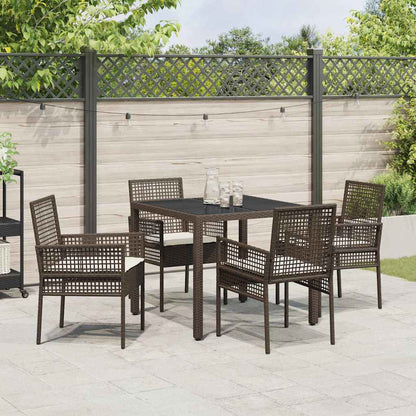 Garten Essgruppe 5 pcs Braun Poly Rattan