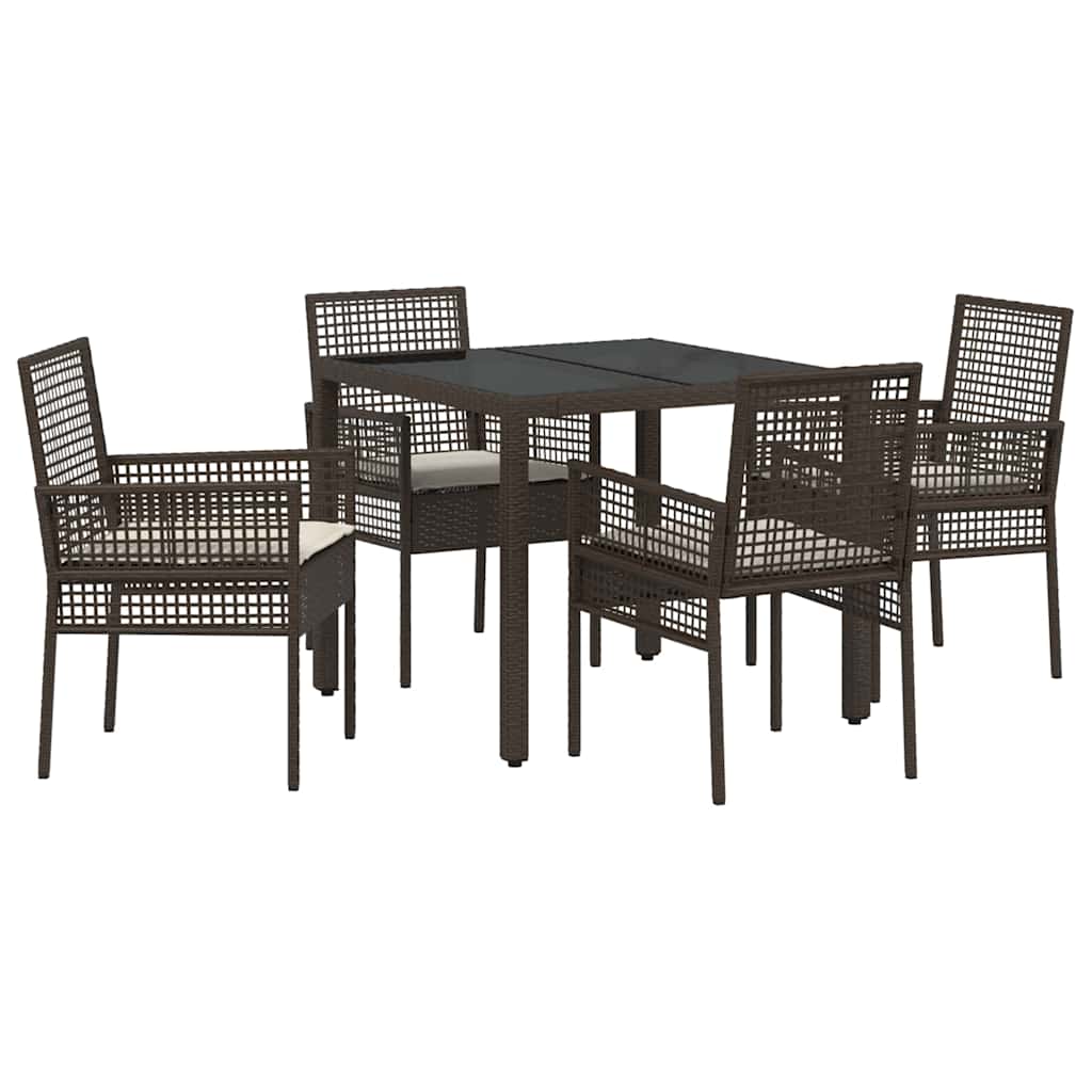 Garten Essgruppe 5 pcs Braun Poly Rattan