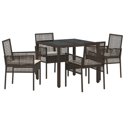 Garten Essgruppe 5 pcs Braun Poly Rattan