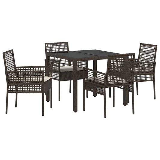 Garten Essgruppe 5 pcs Braun Poly Rattan