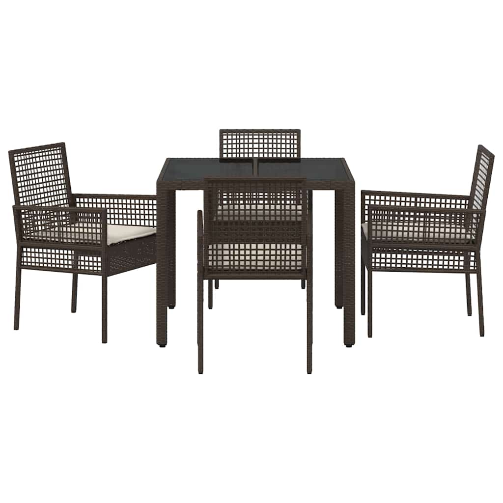 Garten Essgruppe 5 pcs Braun Poly Rattan