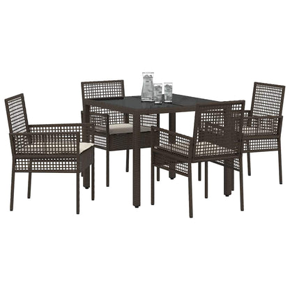 Garten Essgruppe 5 pcs Braun Poly Rattan