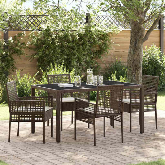 Garten Essgruppe 5 pcs Braun Poly Rattan