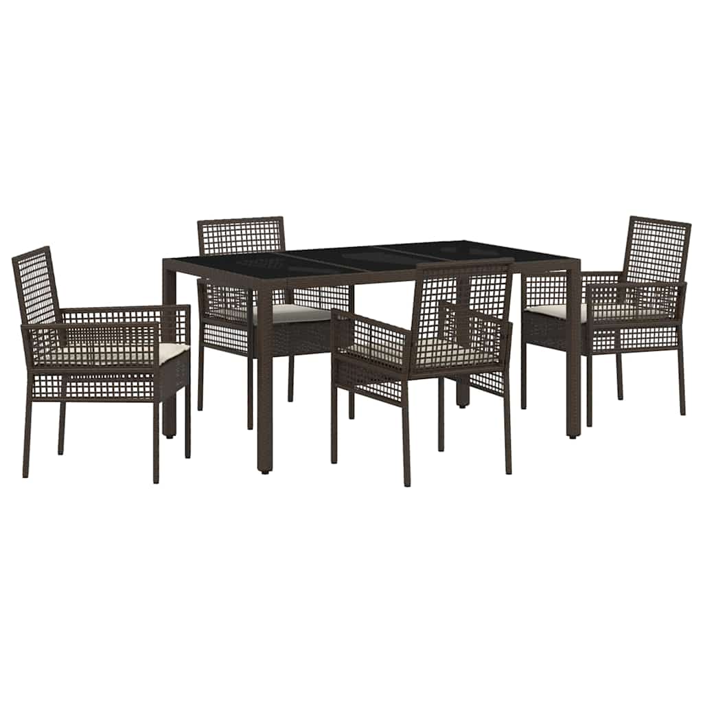 Garten Essgruppe 5 pcs Braun Poly Rattan