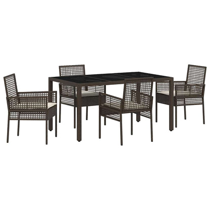 Garten Essgruppe 5 pcs Braun Poly Rattan