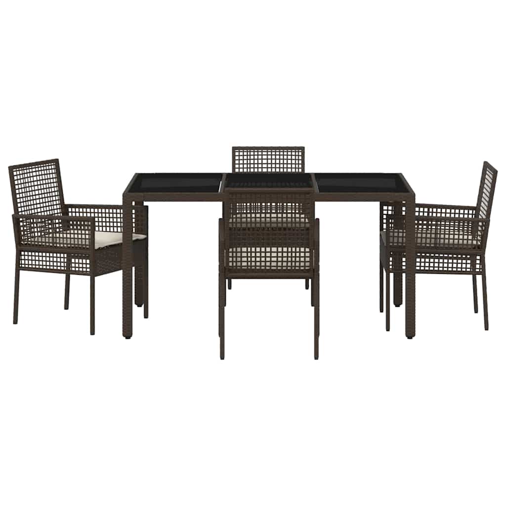 Garten Essgruppe 5 pcs Braun Poly Rattan