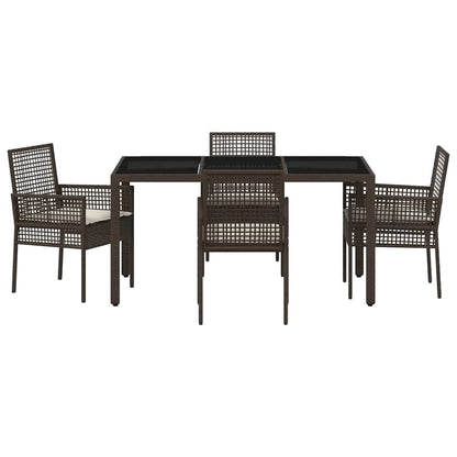 Garten Essgruppe 5 pcs Braun Poly Rattan