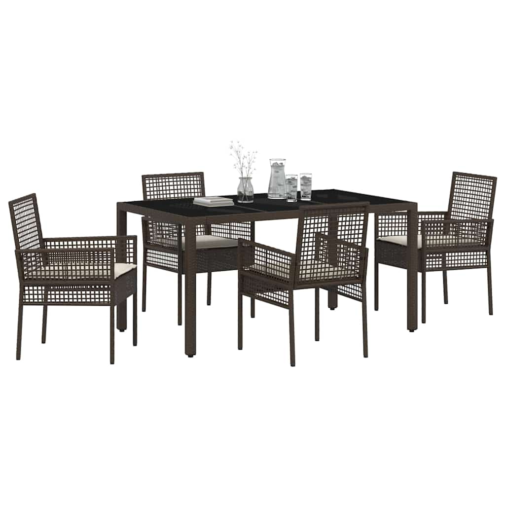 Garten Essgruppe 5 pcs Braun Poly Rattan