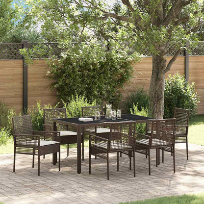 Garten Essgruppe 7 pcs Braun Poly Rattan