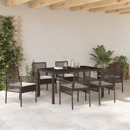 Garten Essgruppe 7 pcs Braun Poly Rattan