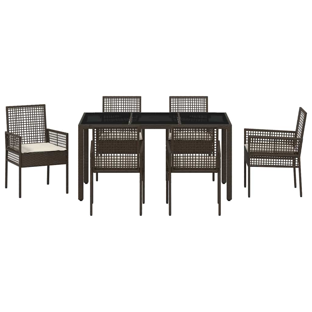 Garten Essgruppe 7 pcs Braun Poly Rattan