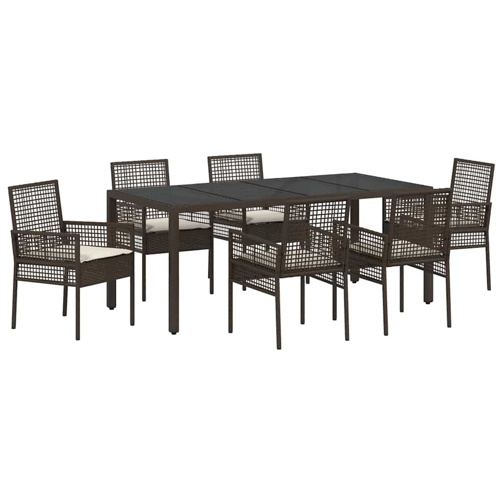 Garten Essgruppe 7 pcs Braun Poly Rattan