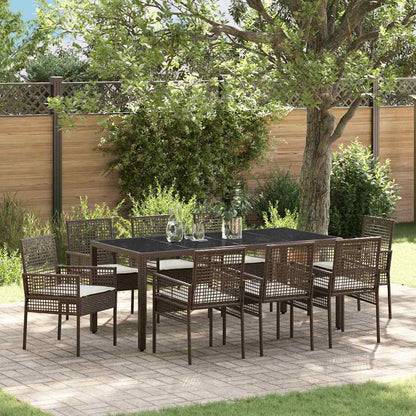 Garten Essgruppe 9 pcs Braun Poly Rattan