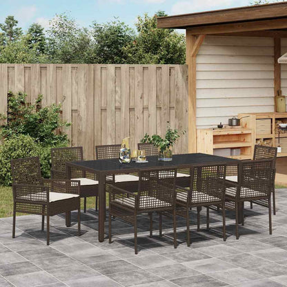 Garten Essgruppe 9 pcs Braun Poly Rattan
