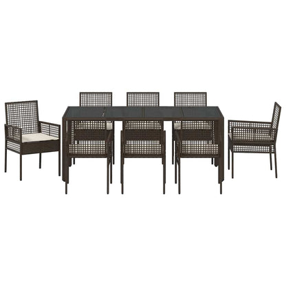 Garten Essgruppe 9 pcs Braun Poly Rattan