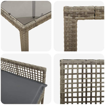 Garten Essgruppe 3 pcs Grau Poly Rattan